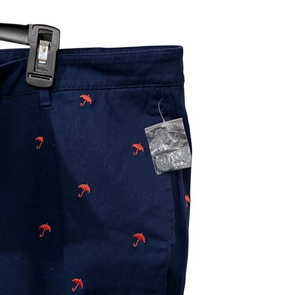 ModCloth Womens Embroidered Navy Pants With Pink Umbrella Pattern Size 24 - Picture 6 of 7